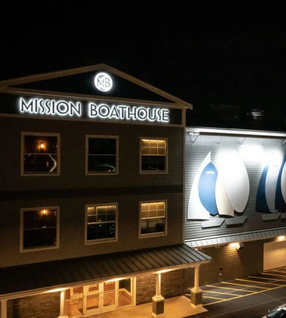 Custom illuminated business signage outside view